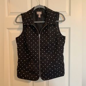 Chicos - Black Puffer Vest with White Polka Dots - Size 0 (working zipper!)
